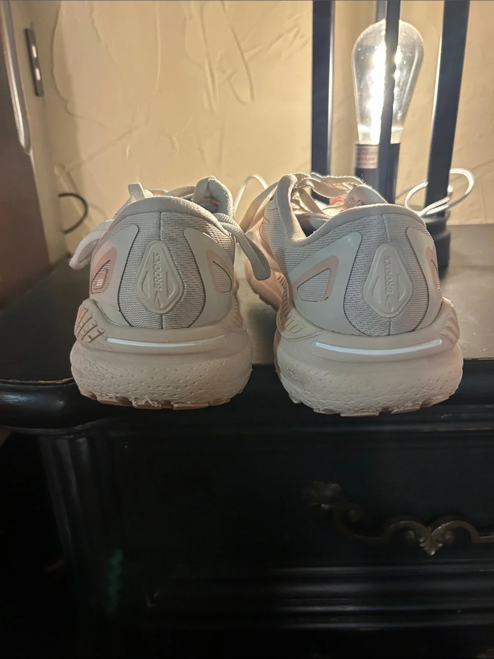 Brooks Women's Running Sneakers in Cream with Pink Accents